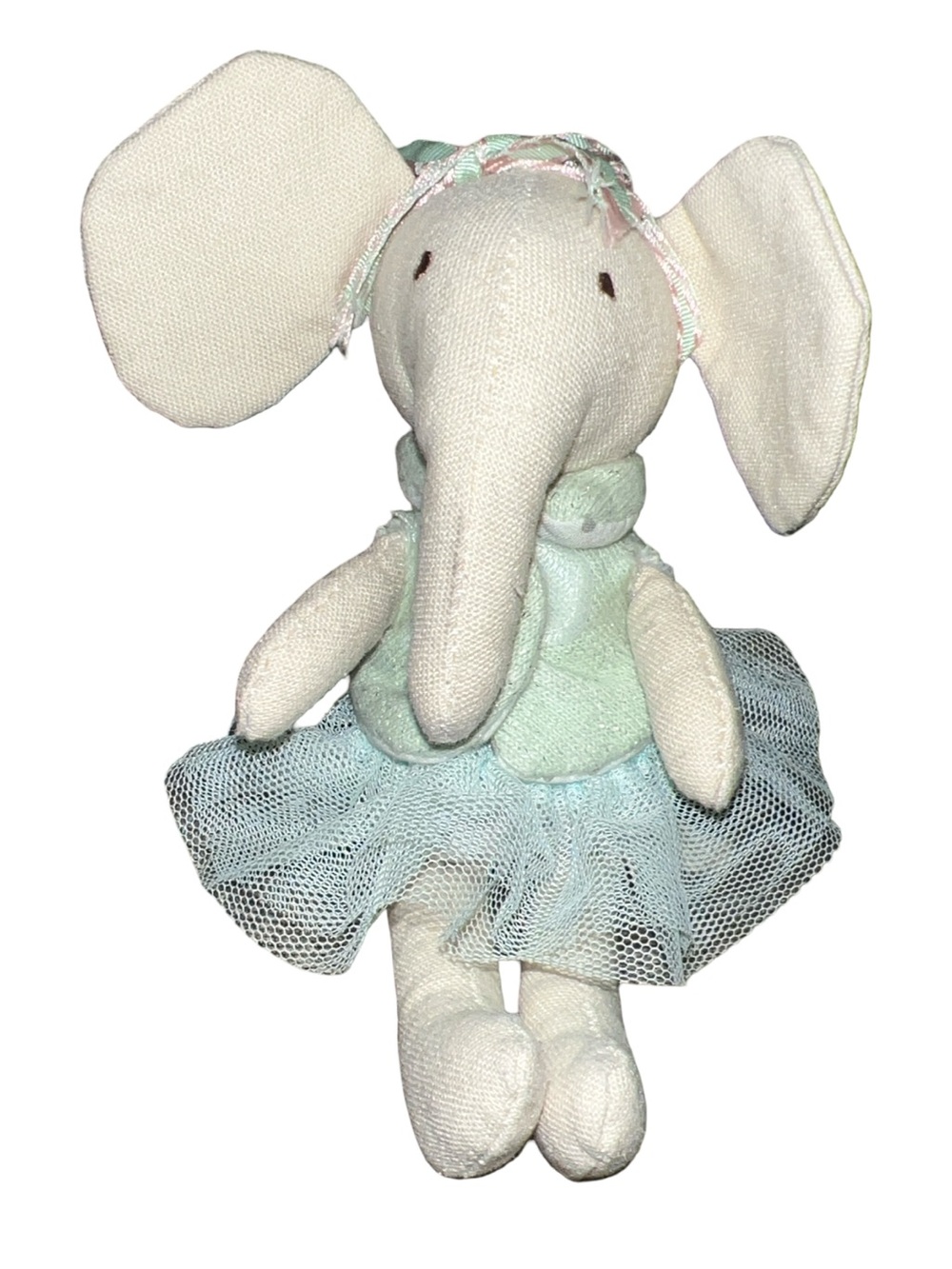 Creative Co-op Cotton Linen 6" Elephant Plush doll Ballet Headband Tutu Dress